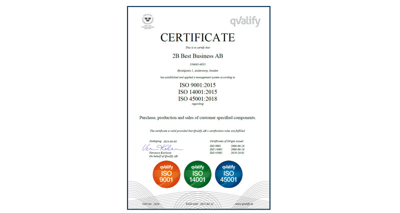 ISO 9001, 14001, 45001 - 2B Best Business