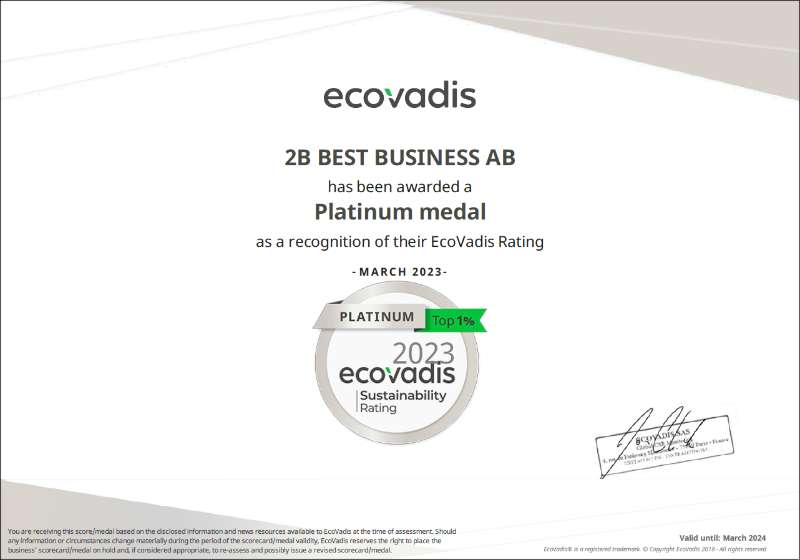 Uppgradering av medalj EcoVadis!