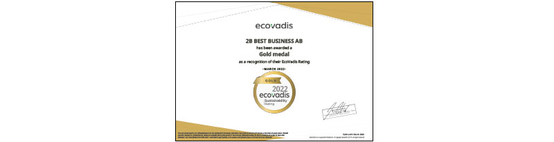 Certifikat EcoVadis - 2B Best Business